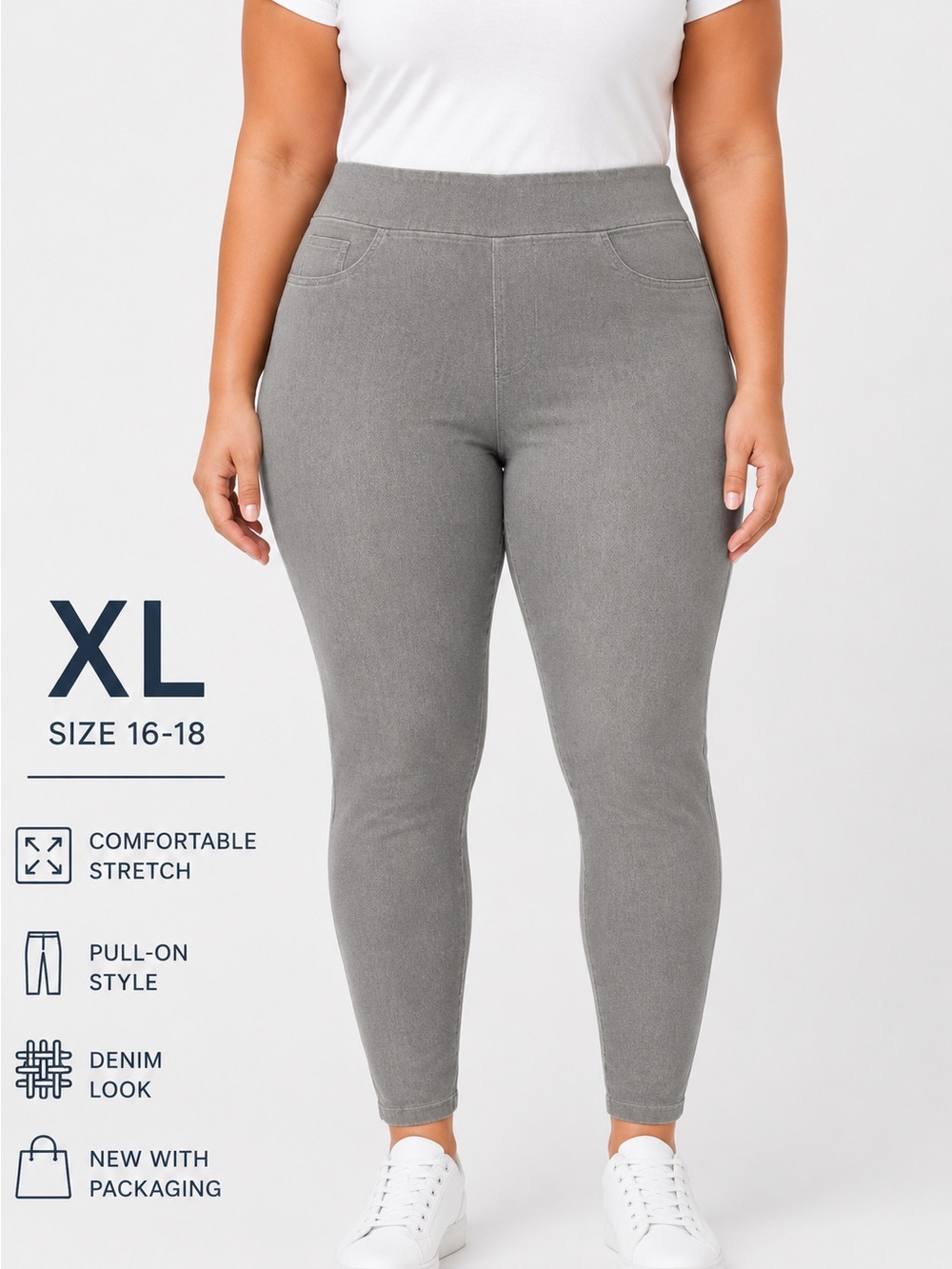 HUE Women's High-Rise Cropped Straight Jeans in Gray